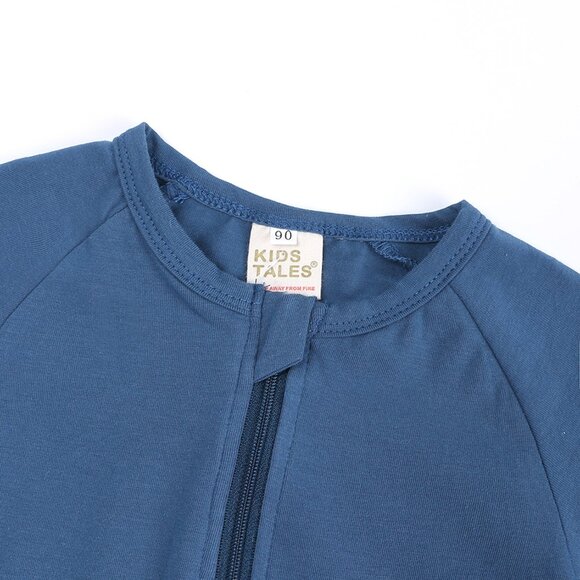 MONOGRAM-BABY ROMPER-*NWT* Short Sleeve Short Double Zipper Bodysuit Cotton Blue - Picture 5 of 16